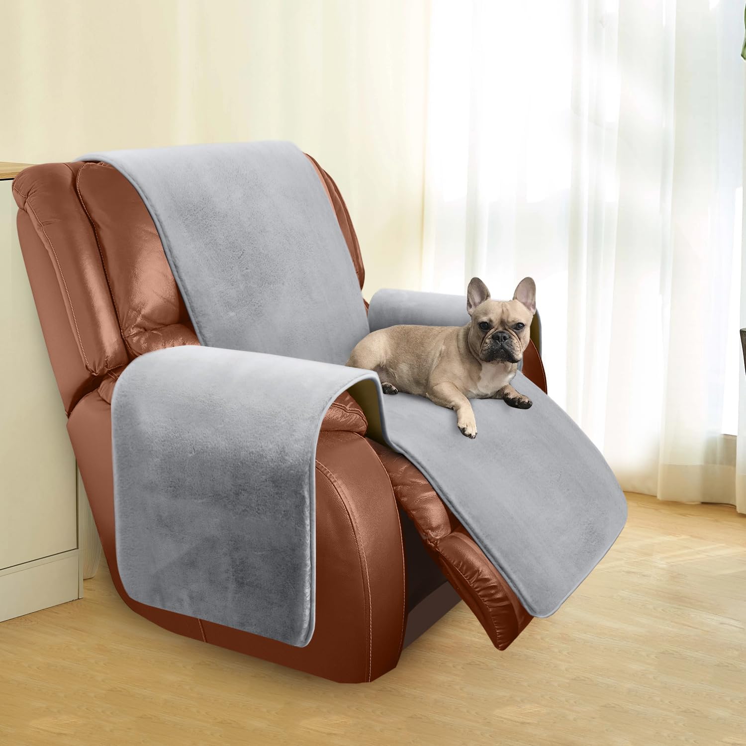 Granbest Funda gruesa de lujo para sillón reclinable que se asemeja a la piel de conejo, elegante funda de felpa para silla reclinable de 22.44 ozm,