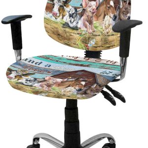 Funda para silla de oficina de computadora, animales de granja, cerdo, vaca, de madera retro, protectora y elástica, fundas para sillas de Funda para silla de oficina de computadora, animales de granja, cerdo, vaca, de madera retro, protectora y elástica, fundas para sillas de