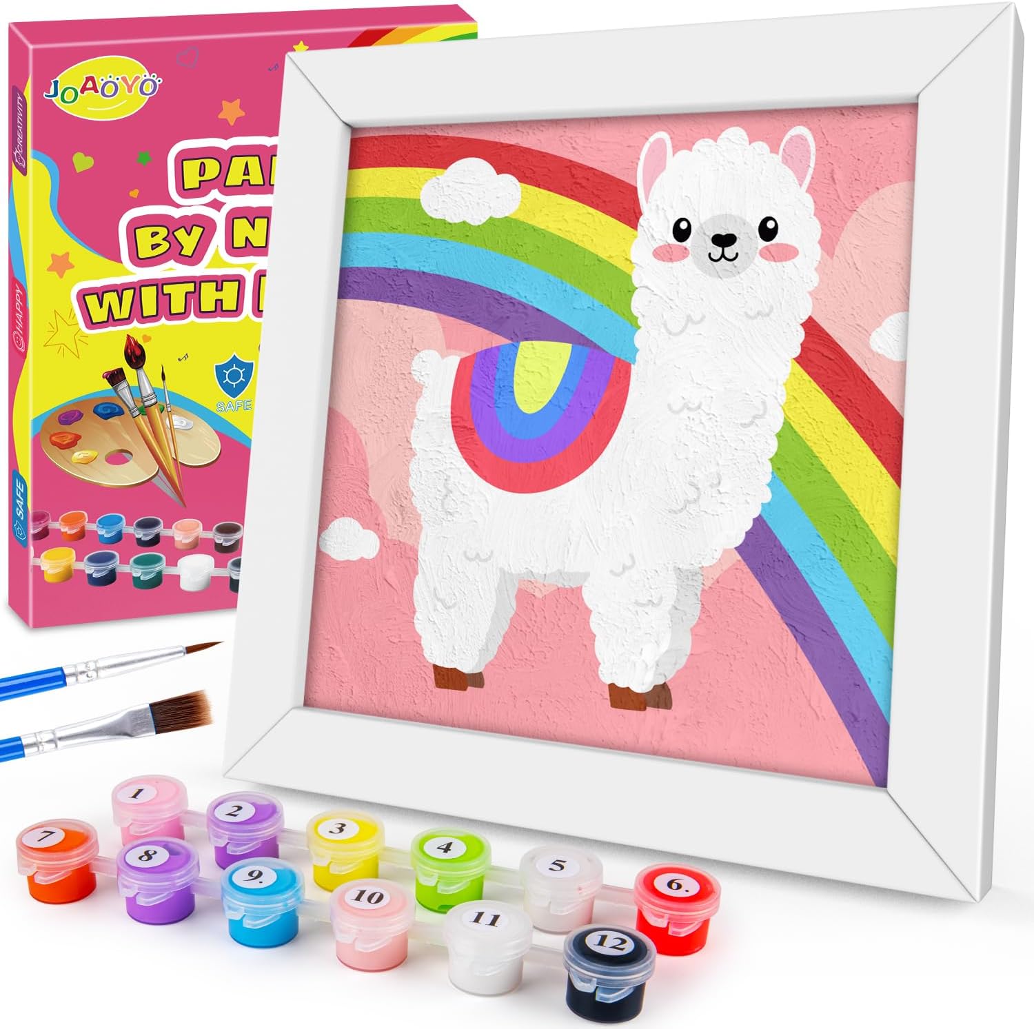 Pintura por números para niños de 8 a 12 años, kits de pintura acrílica fácil por números para niñas, niños y adultos con marco de madera, kits de