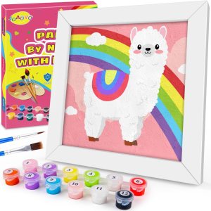 Pintura por números para niños de 8 a 12 años, kits de pintura acrílica fácil por números para niñas, niños y adultos con marco de madera, kits de Pintura por números para niños de 8 a 12 años, kits de pintura acrílica fácil por números para niñas, niños y adultos con marco de madera, kits de