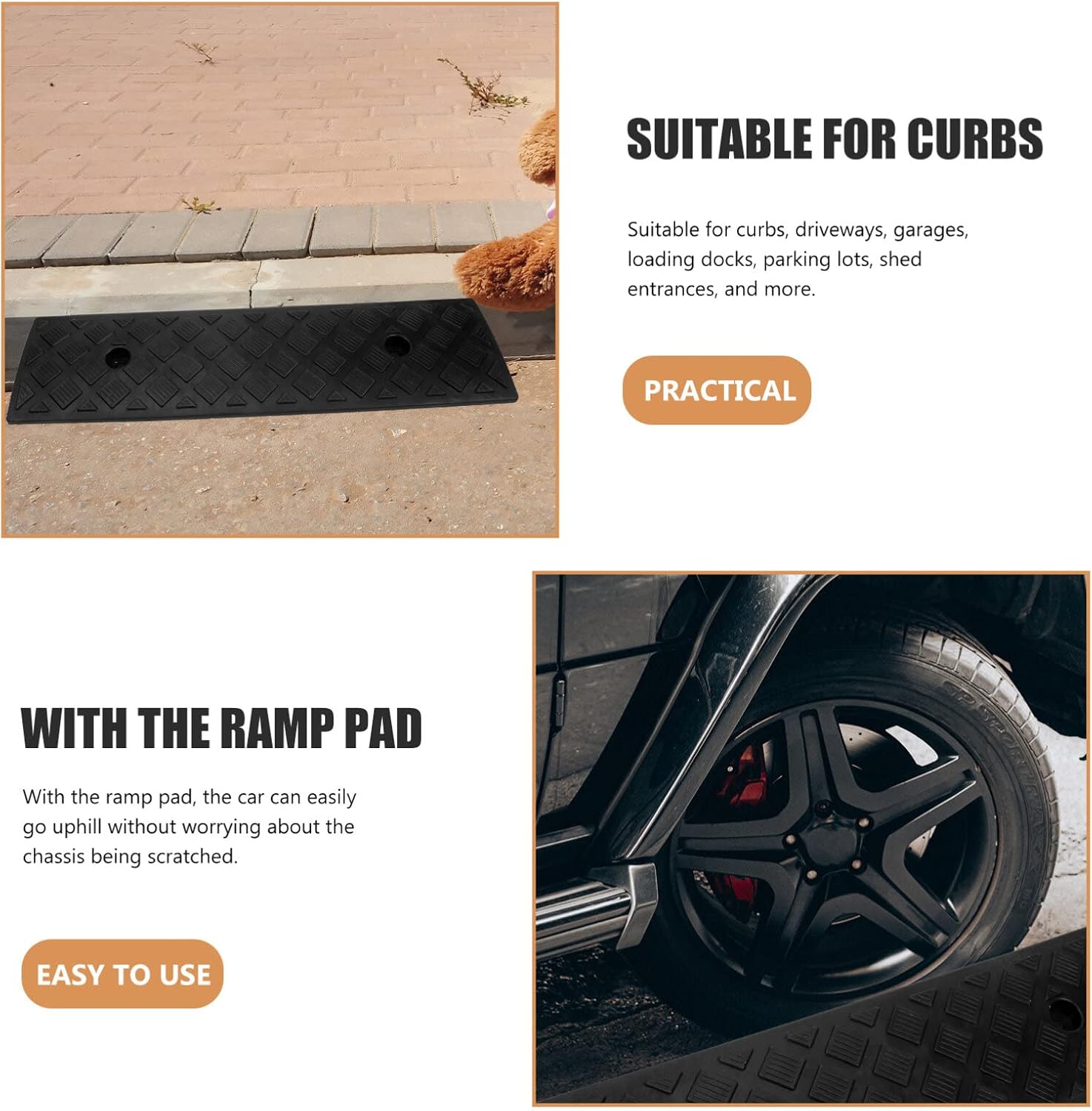 Rampas para cortacésped, rampa para bordillo de entrada, rampa de pendiente de automóvil, rampas de umbral resistentes para automóvil, motocicleta,