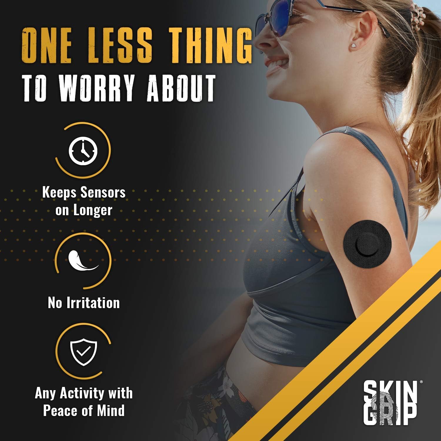 Skin Grip Adhesive Patches for Freestyle Libre 2  Waterproof & Sweatproof for 10-14 Days, Pre-Cut Adhesive Tape, Continuous Glucose Monitor Sensor