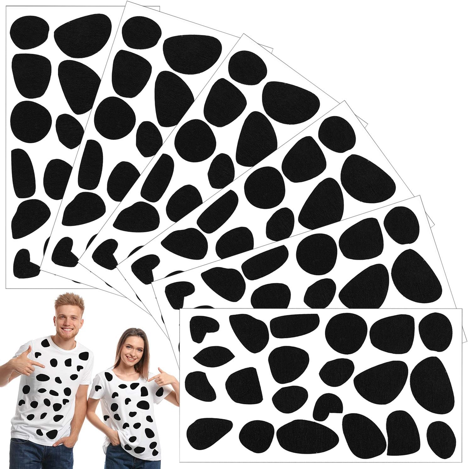 20 hojas de fieltro adhesivo negro círculos de fieltro para perro, almohadillas de fieltro de puntos de fieltro para fiesta de Halloween, dálmata