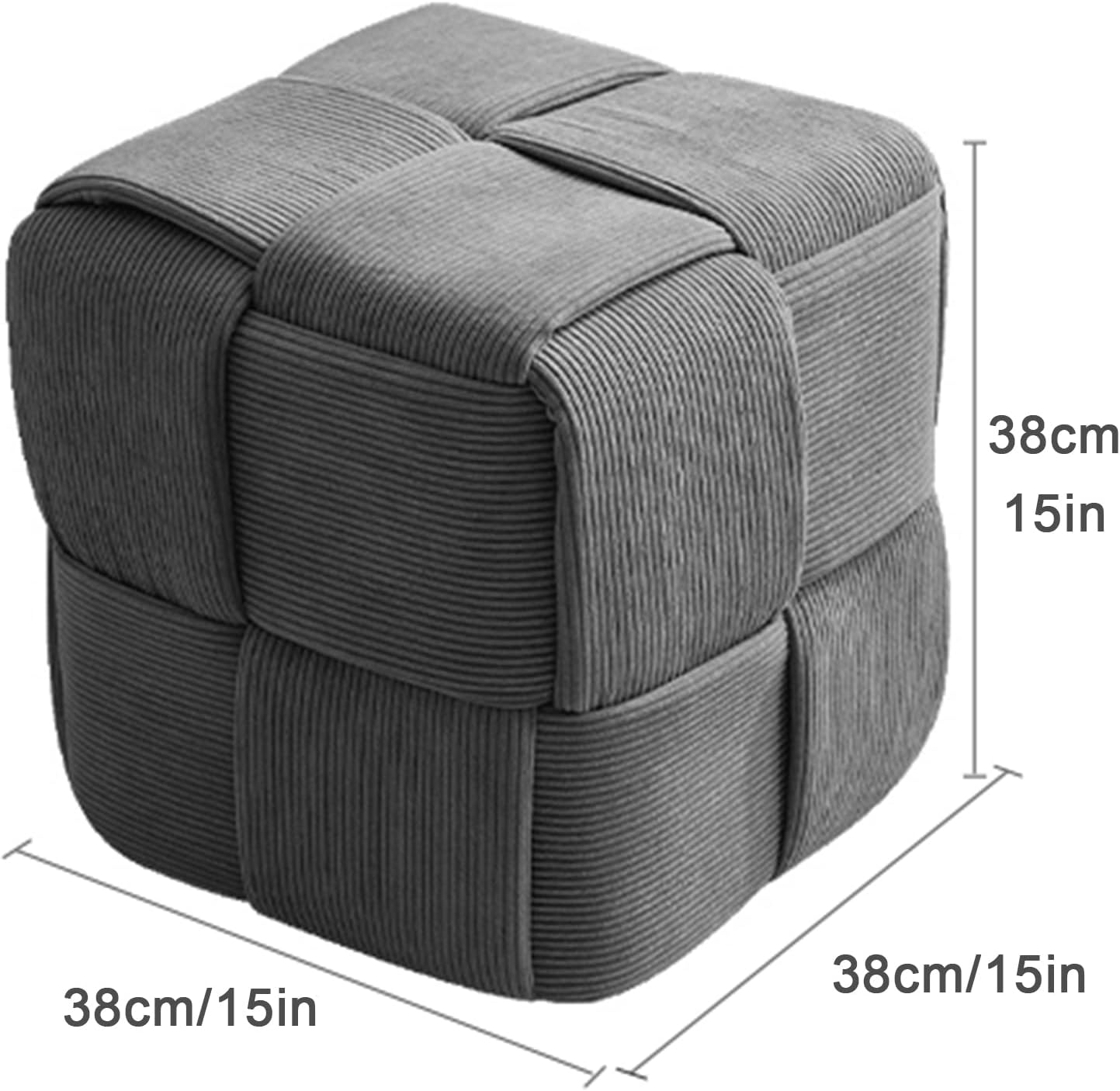 QQXX Puf otomano tejido hecho a mano, taburete tapizado de terciopelo, moderno reposapiés cuadrado acolchado para sala de estar, dormitorio, entrada