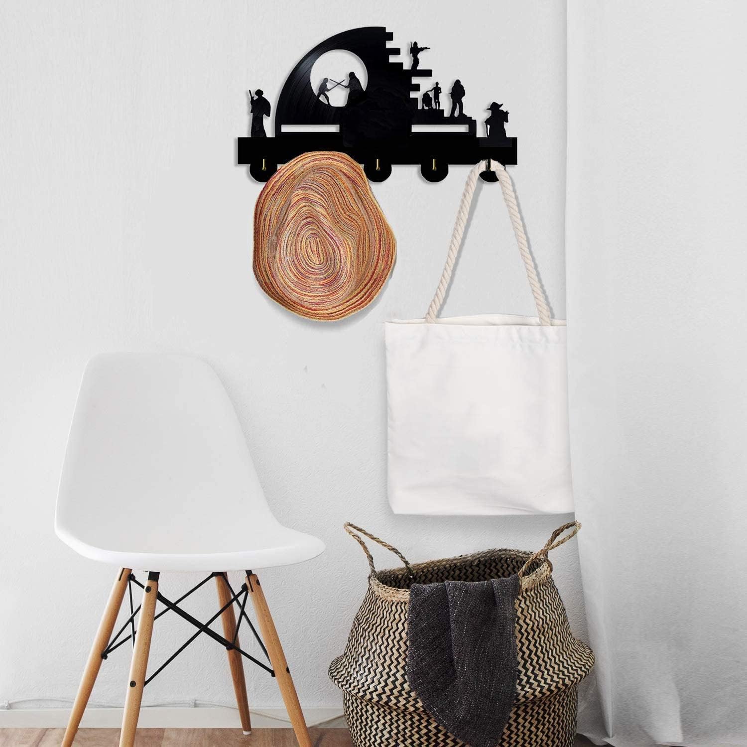 SWars – Llavero para pared, ganchos para llaves con temática de película de ciencia ficción para decoración de pared con 5 ganchos, organizador de