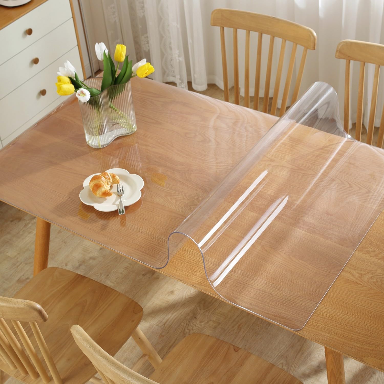 OstepDecor – Protector de mesa de plástico transparente de cloruro de polivinilo (PVC), 116de pulgada de grosor, 35.4 x 59pulgadas, para mesa de