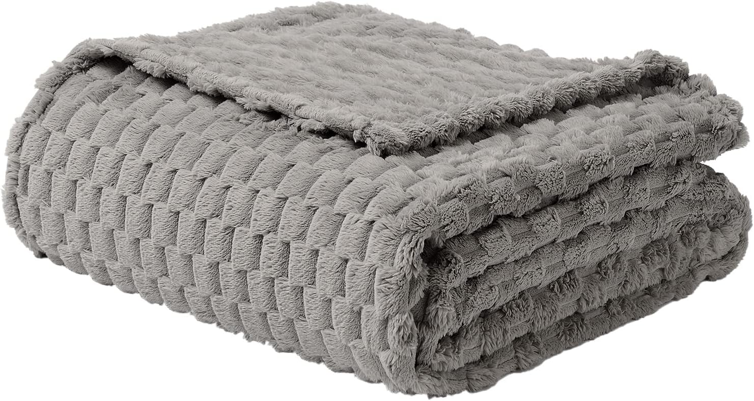 FY FIBER HOUSE Manta de forro polar para sofá, de 10.58 ozm, súper suave, mullida, para sofá de oficina, 50 x 60 pulgadas, color gris claro