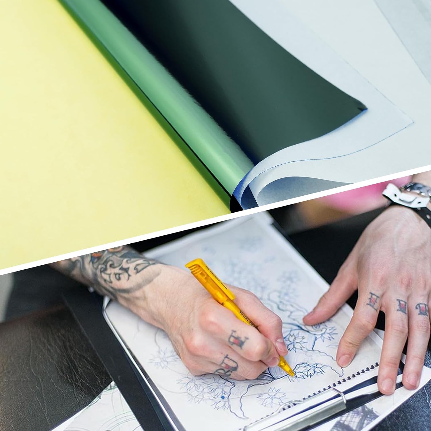 Papel de transferencia de tatuajes, 100 piezas de papel de plantilla de tatuaje para tatuajes, papel de transferencia de plantilla de 4 capas,