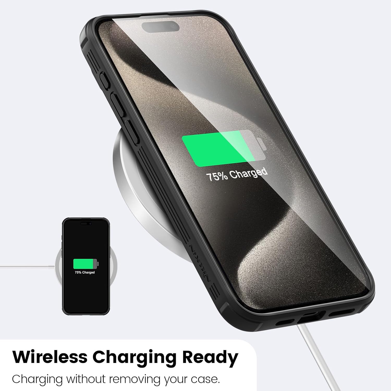 Nillkin Funda para iPhone 15 Pro Max con funda deslizante para cámara protección mejorada de lentes protección de lente mejorada protección rígida