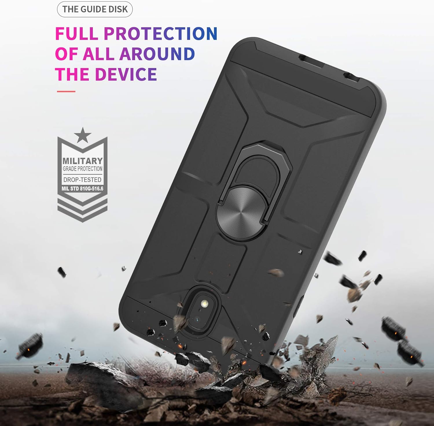 Funda de teléfono para Samsung Galaxy J7 Star Crown Refine 2018 J7V 2 generación con protector de pantalla de vidrio templado y soporte magnético