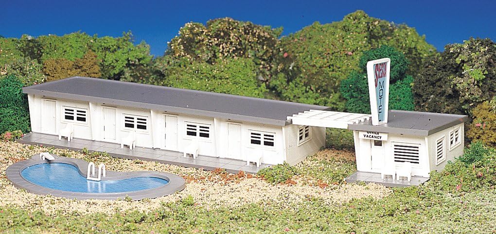 Bachmann Trains – EDIFICIOS PLASTICVILLE U.S.A.  KITS CLÁSICOS – MOTEL con PISCINA – Escala HO