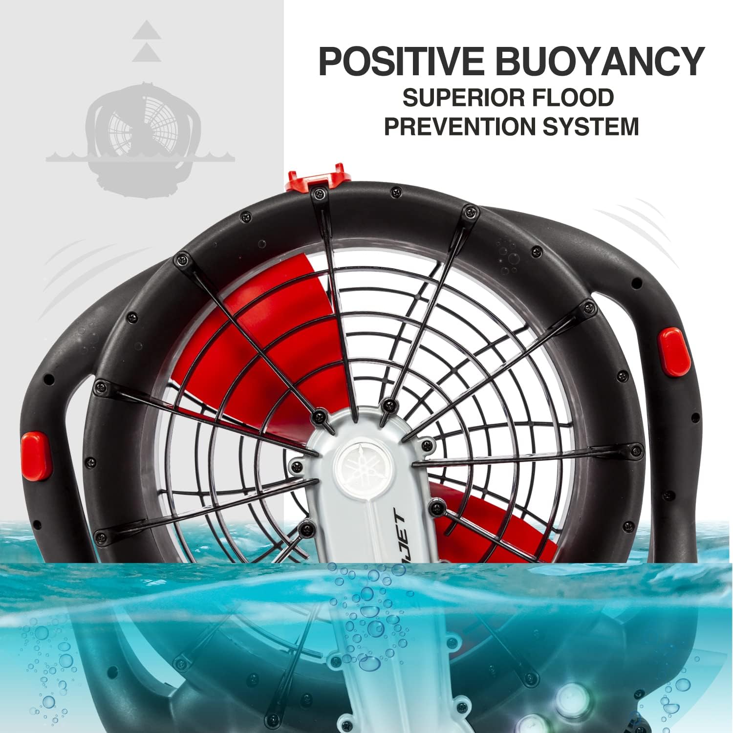 Yamaha Seascooter SeaJet – SeaScooter de buceo submarino, rotor rápido y potente con control de 3 velocidades, compacto y fácil de usar, negrorojo