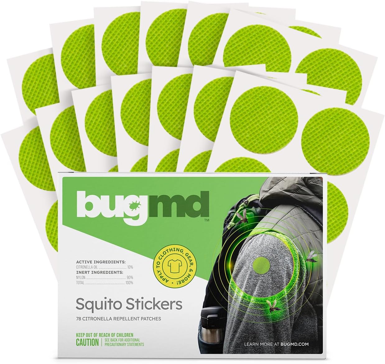 BugMD Squito Stickers Mosquito Repellent Patch Stickers for Adult (78 Pack), Safe and Effective Insect Repellent Patches for Adults Toddlers, Kids