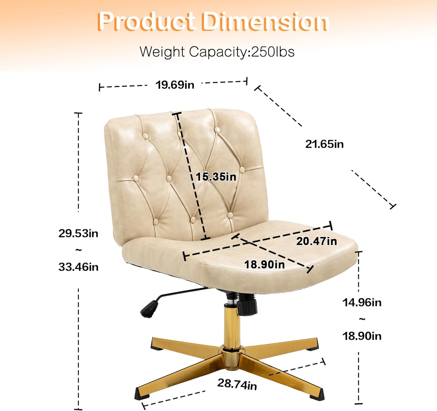 HomVent Silla de escritorio de oficina sin brazos sin ruedas, silla de escritorio acolchada de piel sintética, moderna silla de escritorio