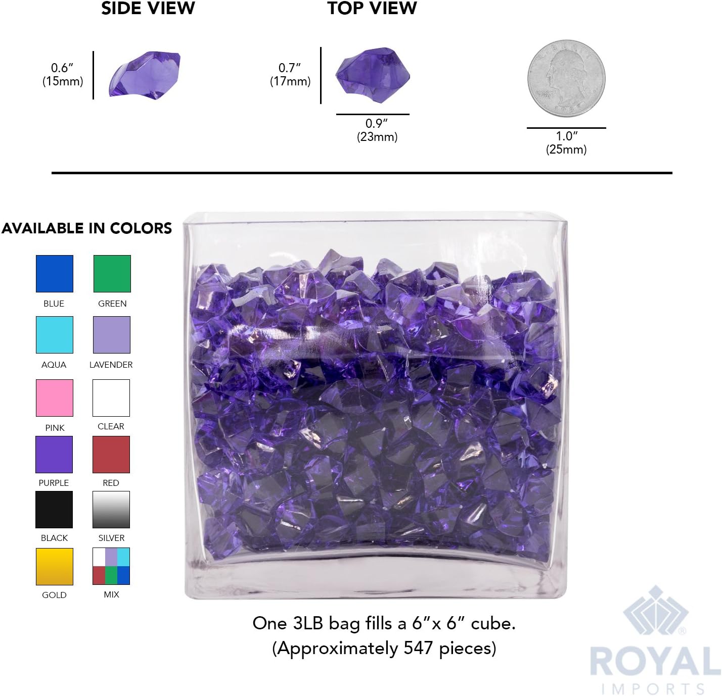 Royal Imports Piedras acrílicas de cristal de hielo para rellenos de jarrones, dispersión de mesa de fiesta, boda, fotografía, decoración de