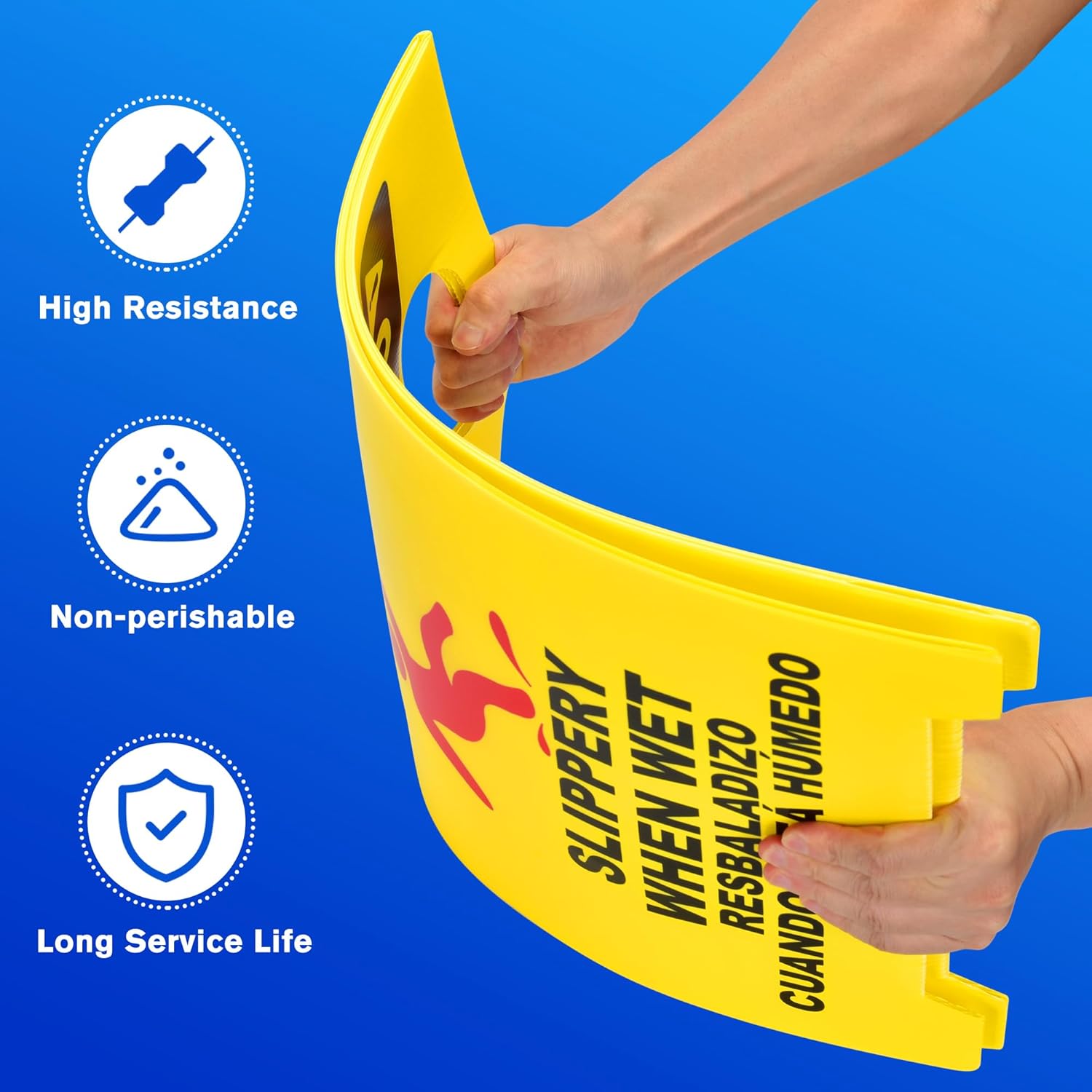 MATTHEW CLEANING – Señales industriales de 19 pulgadas para suelo mojado, paquete de 3 letreros de advertencia multilingües de plástico corrugado