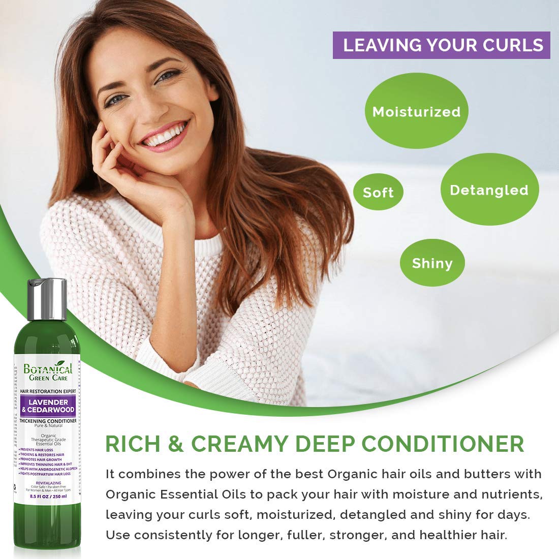 Champú sin sulfato para el crecimiento del cabelloanti-caída del cabello “Lavanda y madera de cedro”. Prevención de alopecia y bloqueador de DHT.