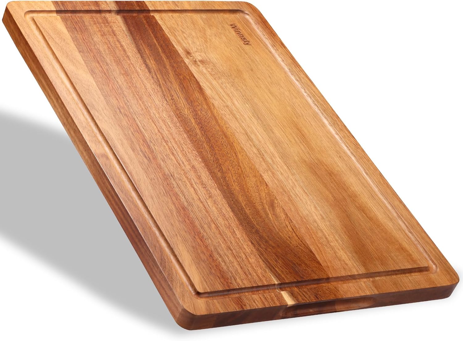 Tabla de cortar de madera extragrande, tabla de cortar de madera de acacia de 20 x 15 pulgadas para cocina, tabla de cortar de madera con ranura