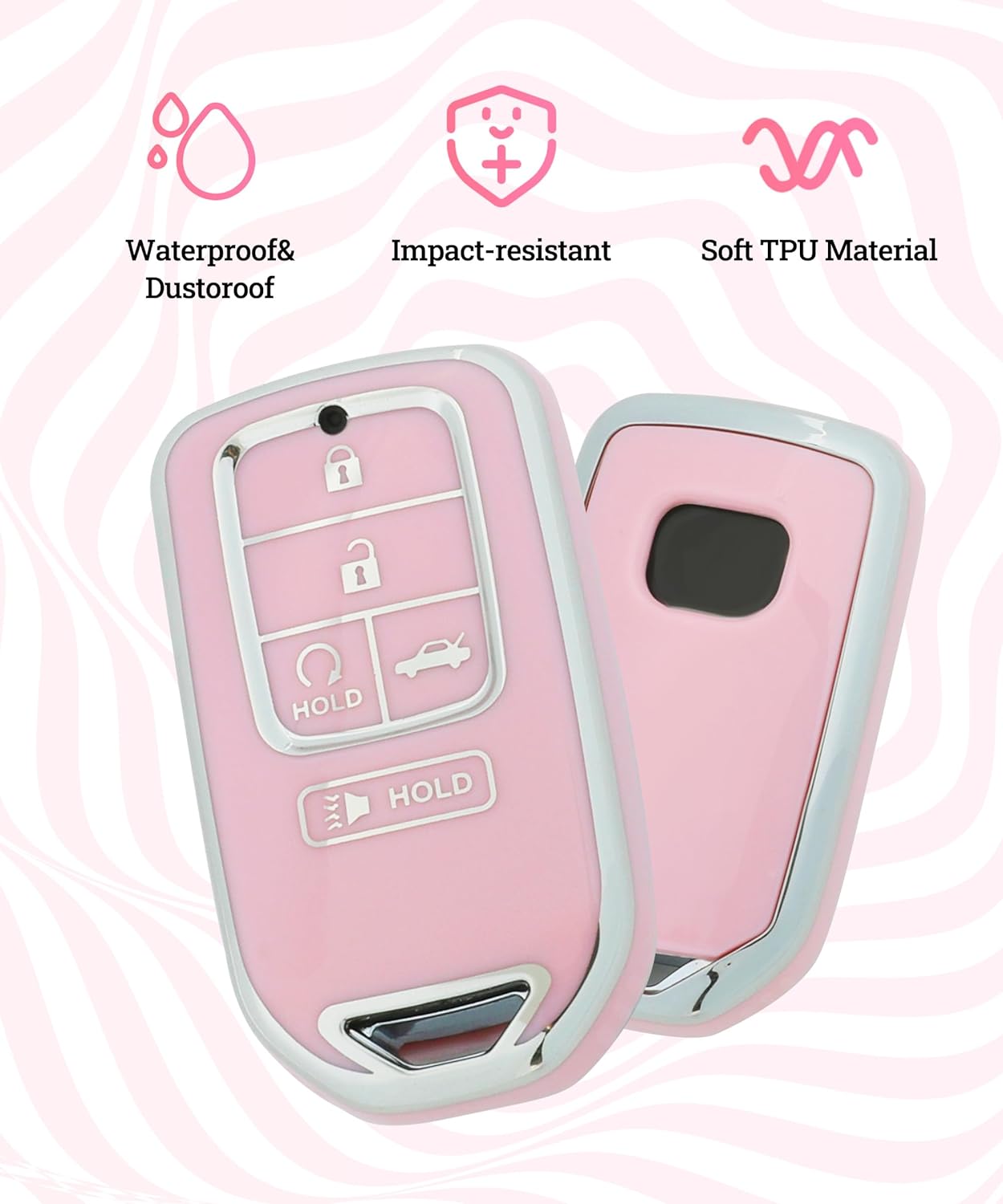 Zlirfy Funda para llavero de automóvil, accesorios de automóvil, protección de TPU suave, funda para llave con llavero para mujer, protección