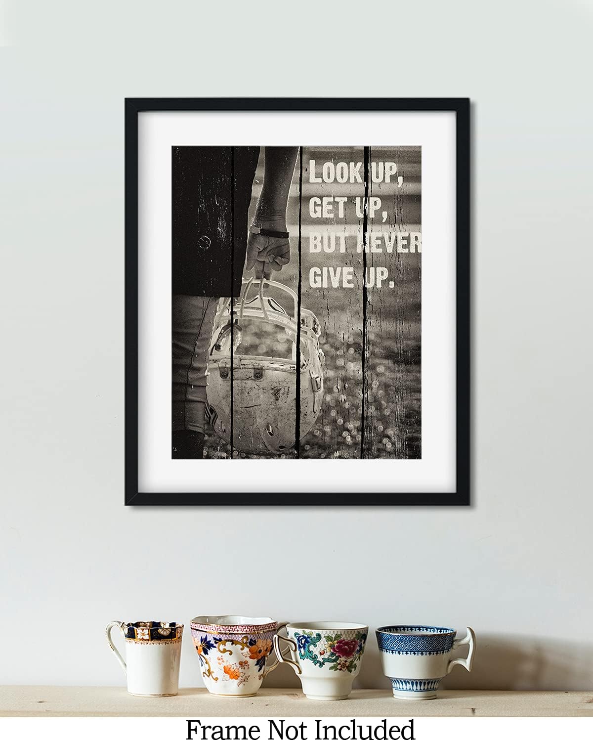 Look Up, Get Up, But Never Give Up – Impresión artística de pared de fútbol americano – ilustraciones sin marco impresas en papel fotográfico