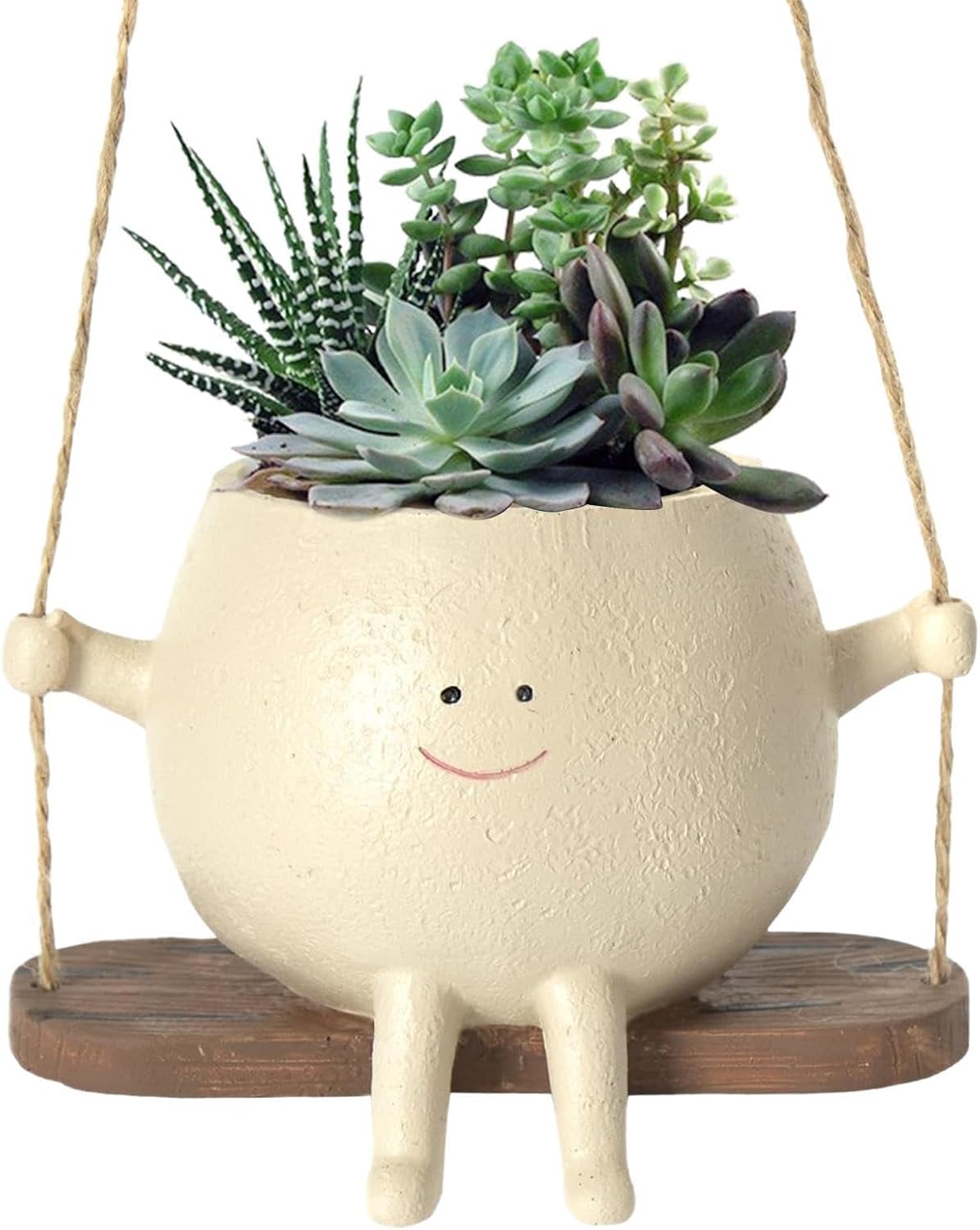 Macetas de cara oscilante, 12 macetas colgantes de pared, maceta de resina de cara sonriente, cesta creativa para plantas suculentas, para