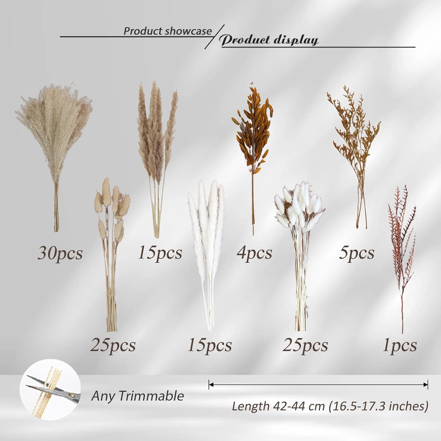 99 piezas de hierba seca de las pampas boho, decoración del hogar, flores secas naturales, hierba de pampa, cola de conejo, ramas de hierba pomposa,