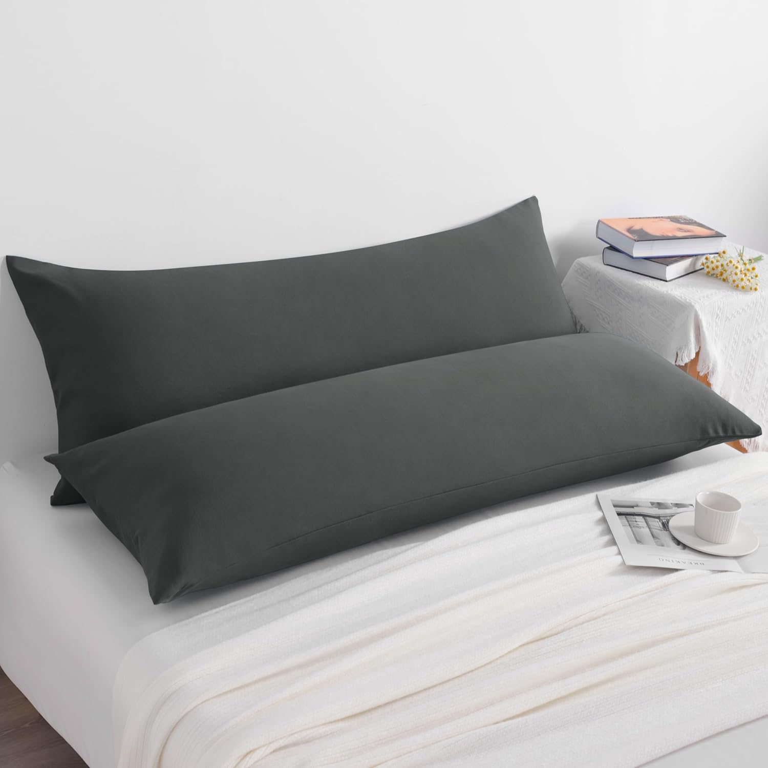 NTBAY Juego de 2 fundas de almohada corporales, paquete de 2 fundas de almohada de microfibra cepillada de 20 x 54 pulgadas, suaves, resistentes a