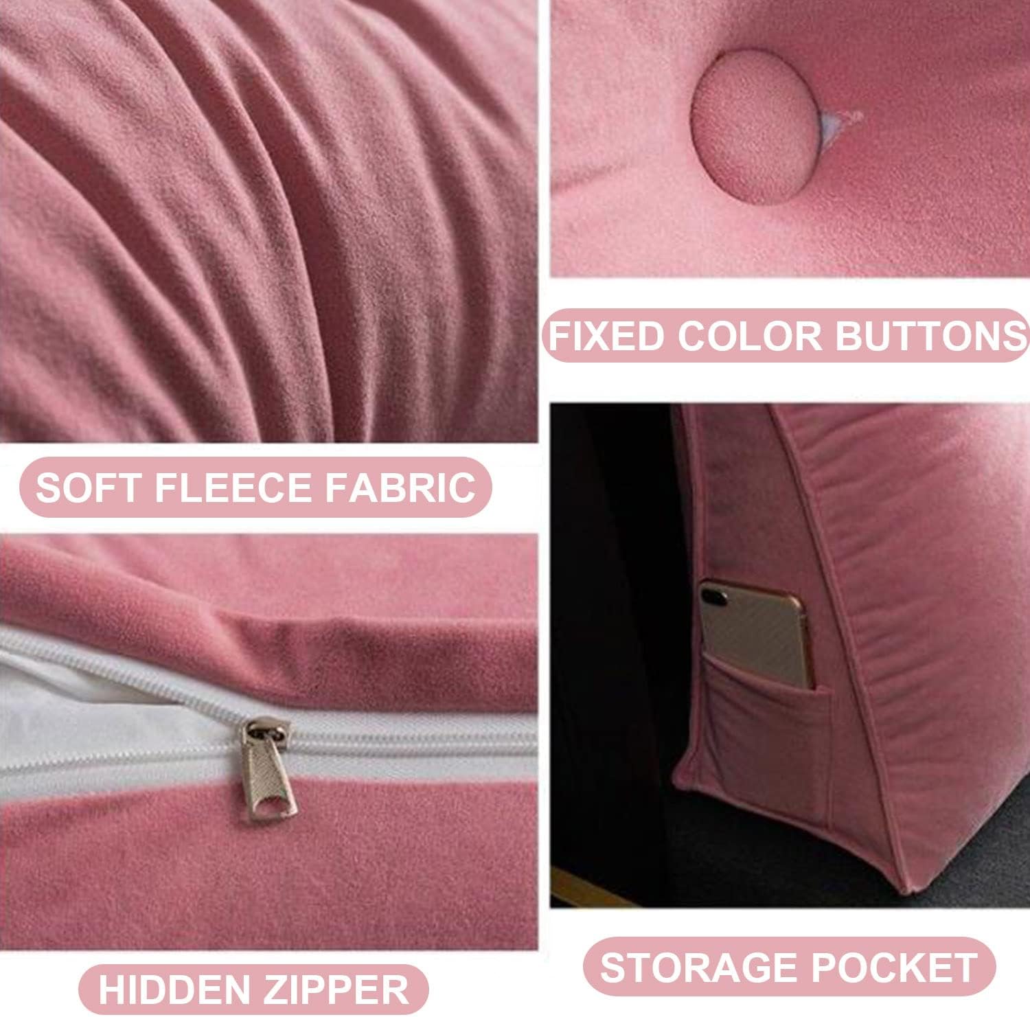 ZZYK Almohada triangular para cabecero, cojín triangular de color sólido, almohada de descanso en cama, almohada extraíble con soporte de cuña