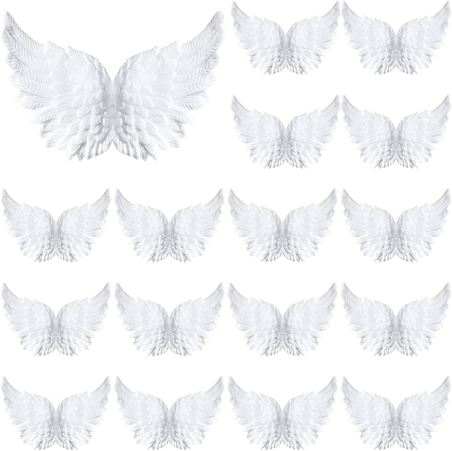Alas de ángel de plástico 3D para manualidades, adornos de árbol de Navidad, plumas blancas, disfraz de mini alas para manualidades, accesorios de