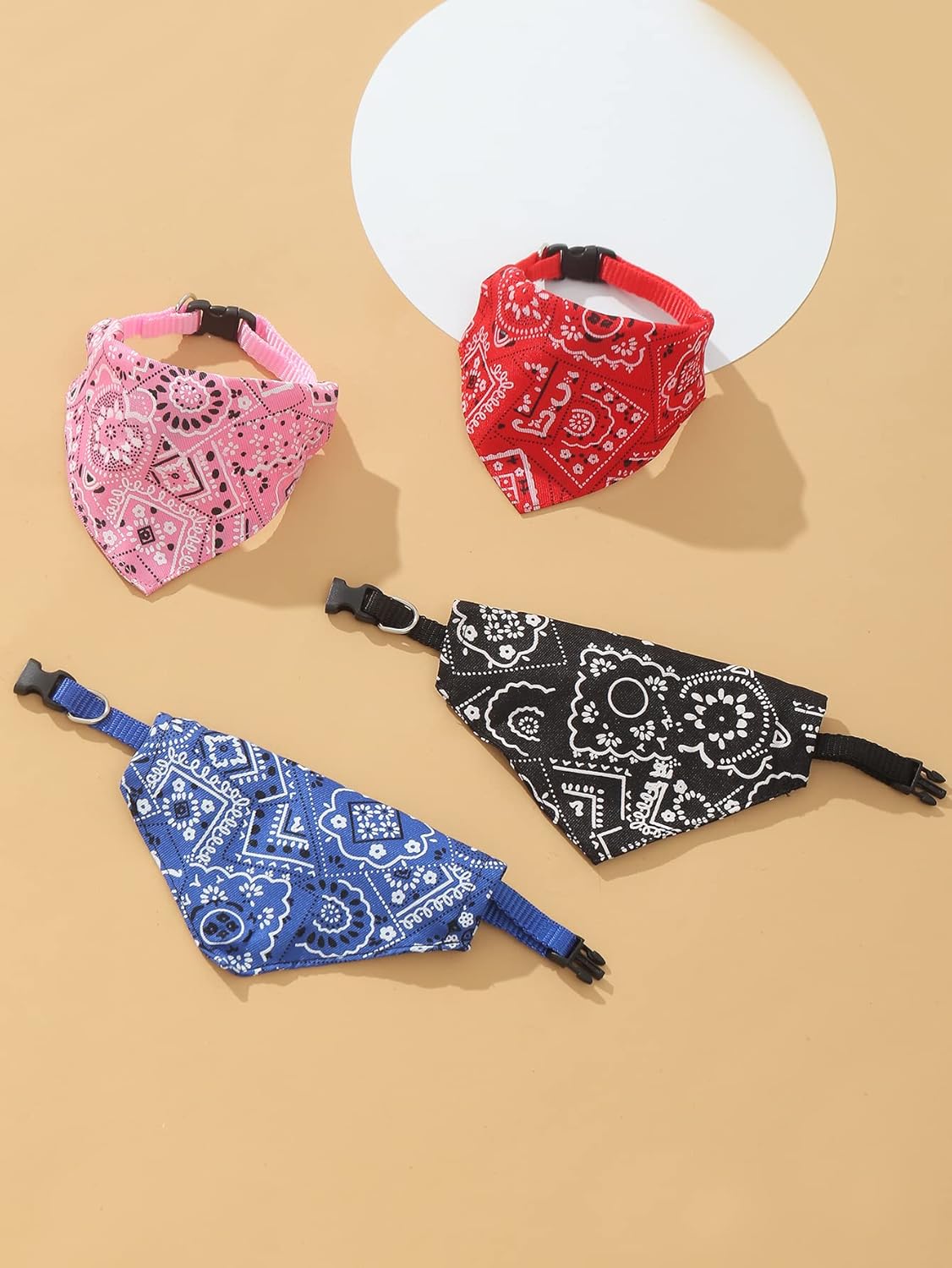QWINEE 4 pañuelos tipo bandana para perro, bandana para gato, ajustable para cachorros, gatos, gatitos y perros pequeños, multicolor, grande