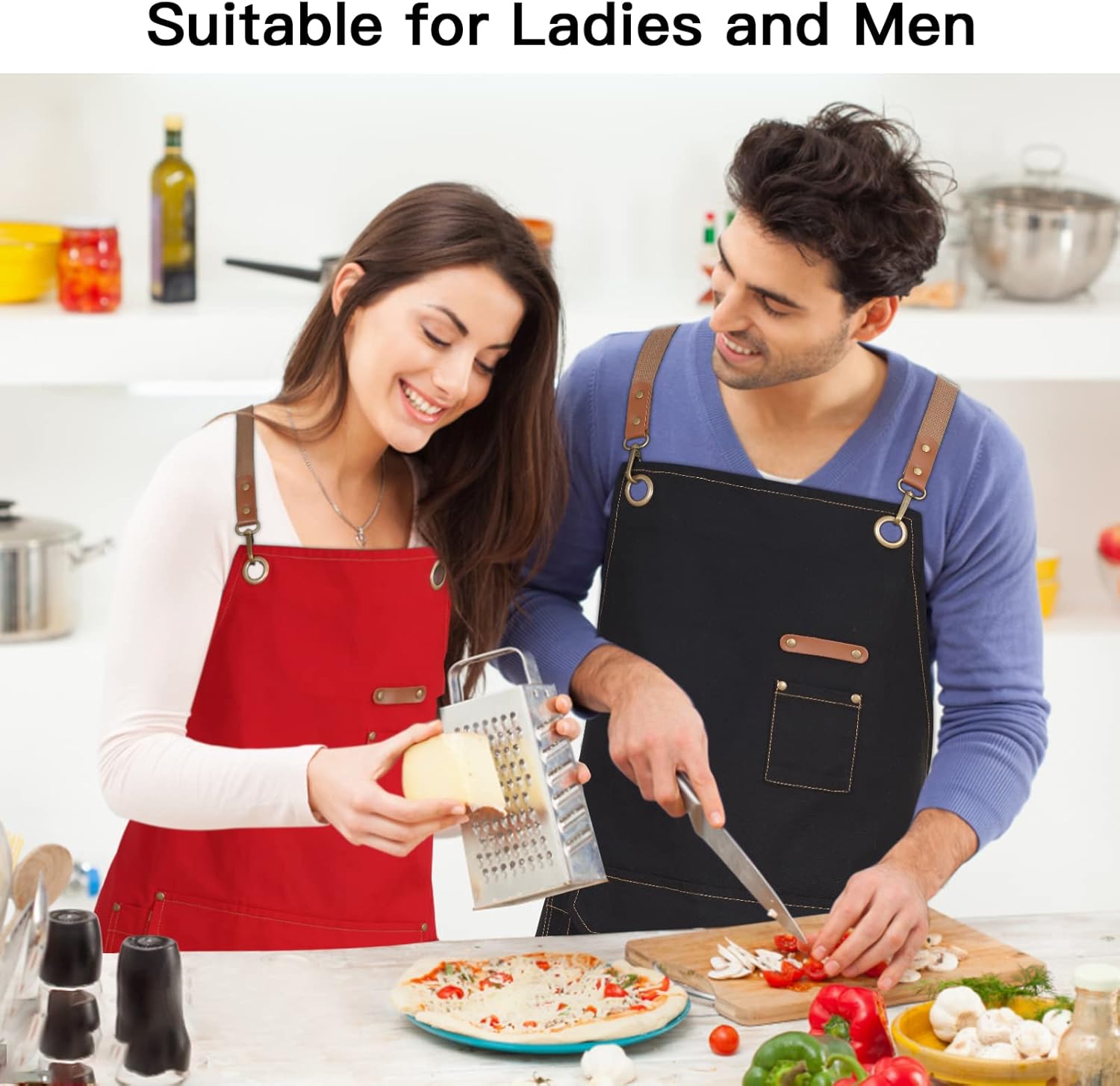 Genixart Delantal de chef para hombres y mujeres con bolsillos, delantales de lona para cocina de cocina, pintura de artista, delantal de trabajo