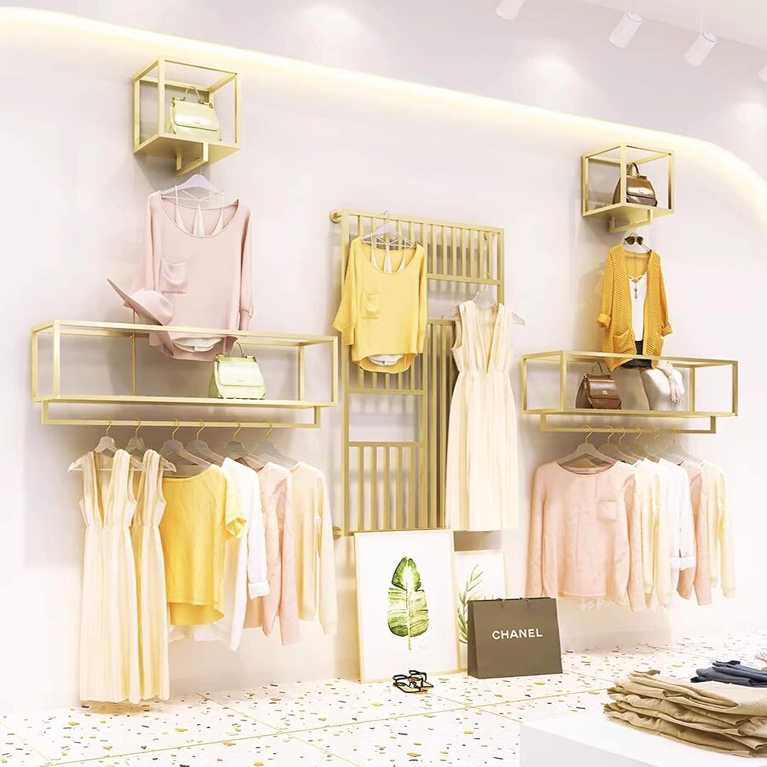 Percheros de metal para tiendas de ropa, estantes colgantes para colgar en la pared, estante de ropa para plantas en macetas en el hogar, toallero