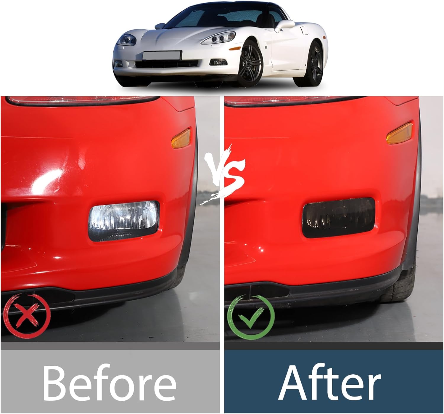 Protector de cubierta de luz antiniebla delantera compatible con Chevrolet Corvette C6 2005-2013, ABS antiniebla delantera lámpara lámpara lámpara
