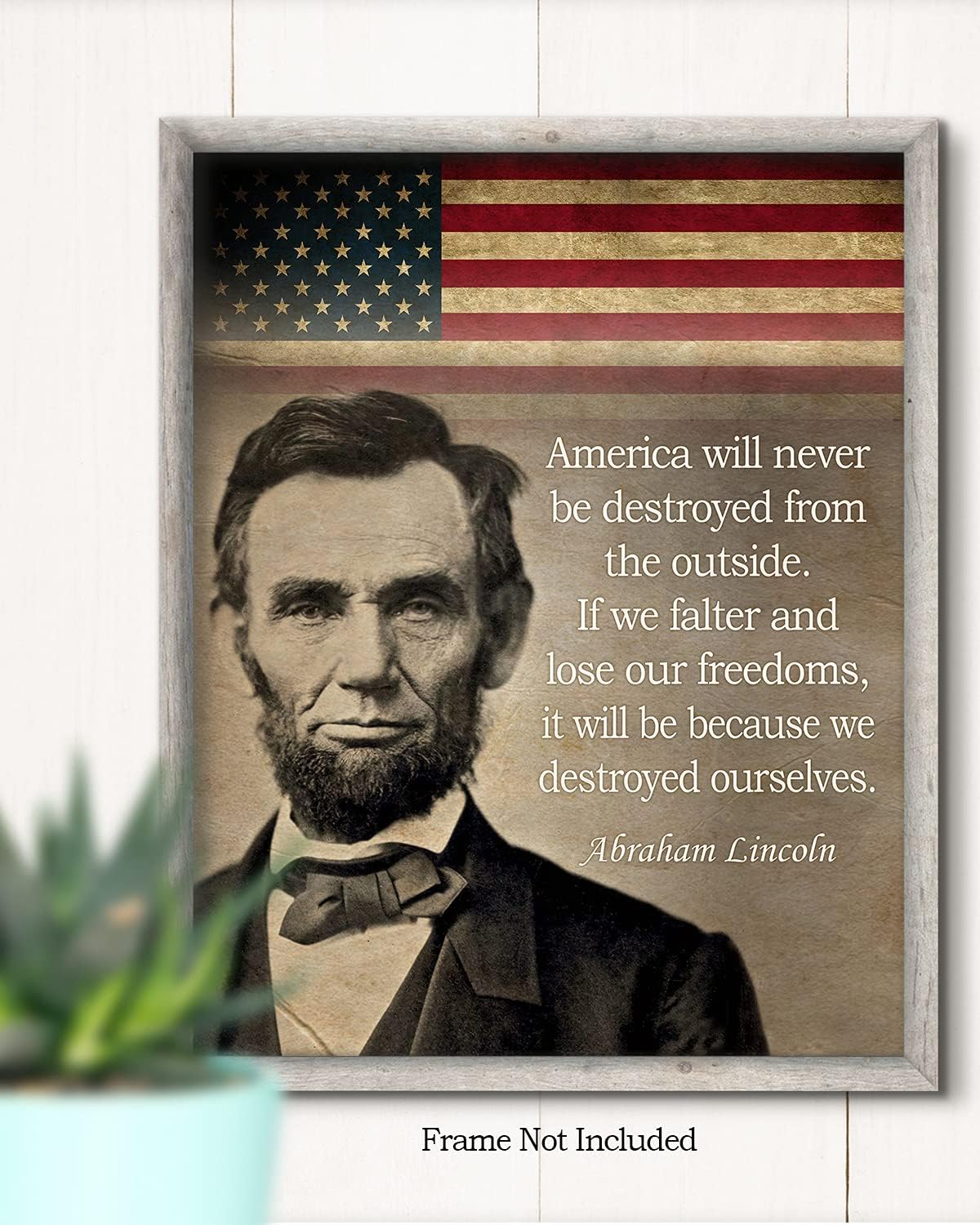 Govivo Cita histórica de Abraham Lincoln – Impresión artística de decoración de pared del presidente patriótico estadounidense – ilustraciones sin