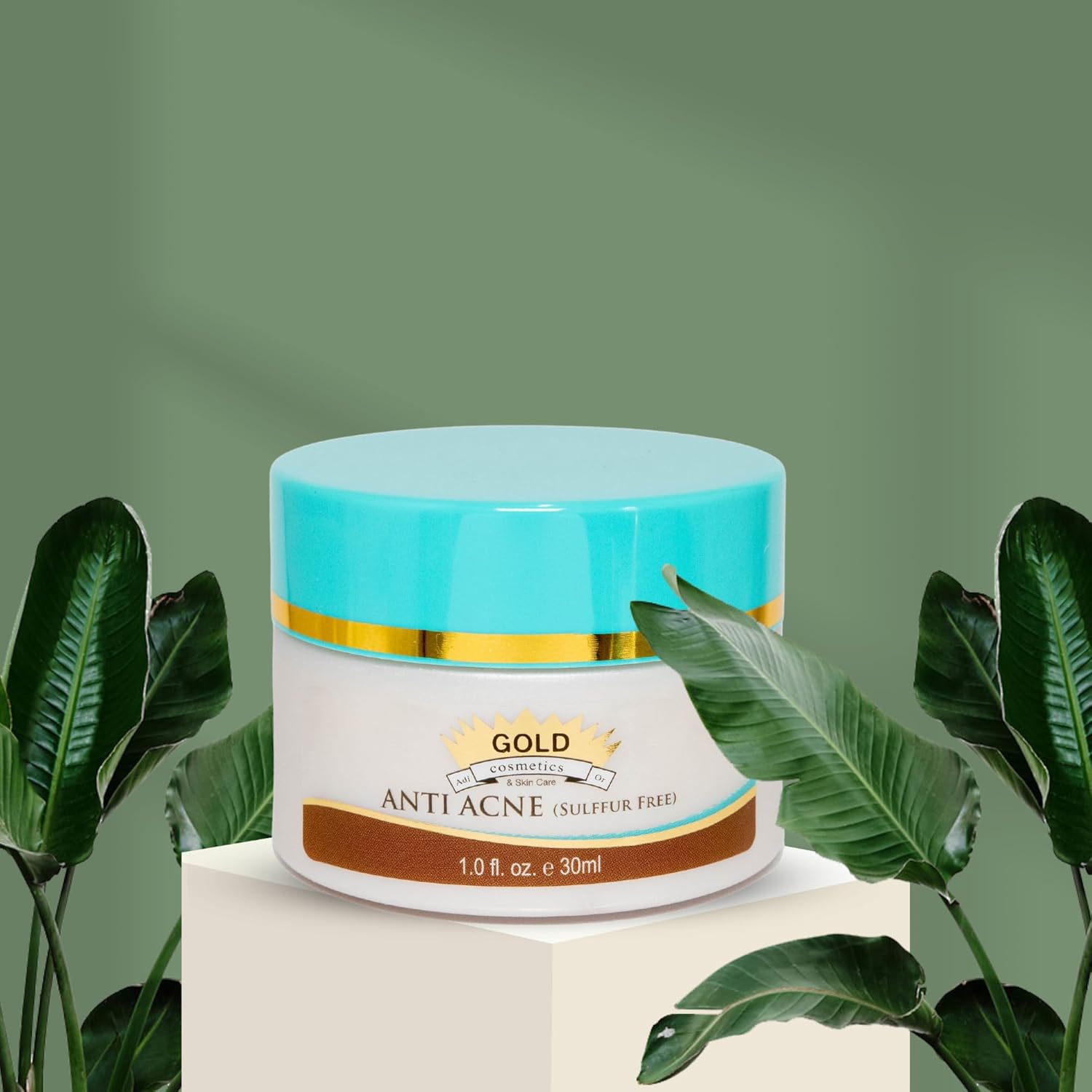Gold Cosmetics Crema antiacné, cuidado de la piel, sin azufre, prevención de cicatrices, para piel brillante, tarro de 1.0 fl oz (sin azufre, 1.0 fl