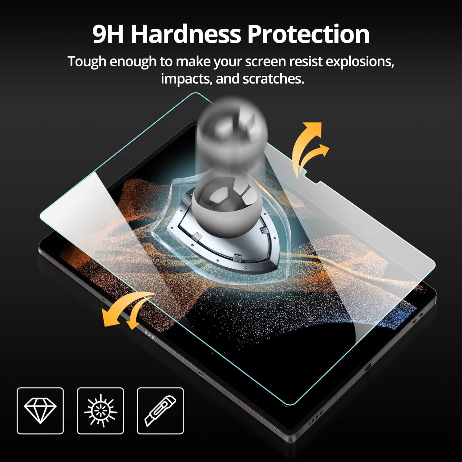 Paquete de 2 protectores de pantalla de vidrio templado, dureza 9H, para Samsung Galaxy Tab S8 Plus de 12.4 pulgadas 2022  Galaxy Tab S7 FE de 12.4