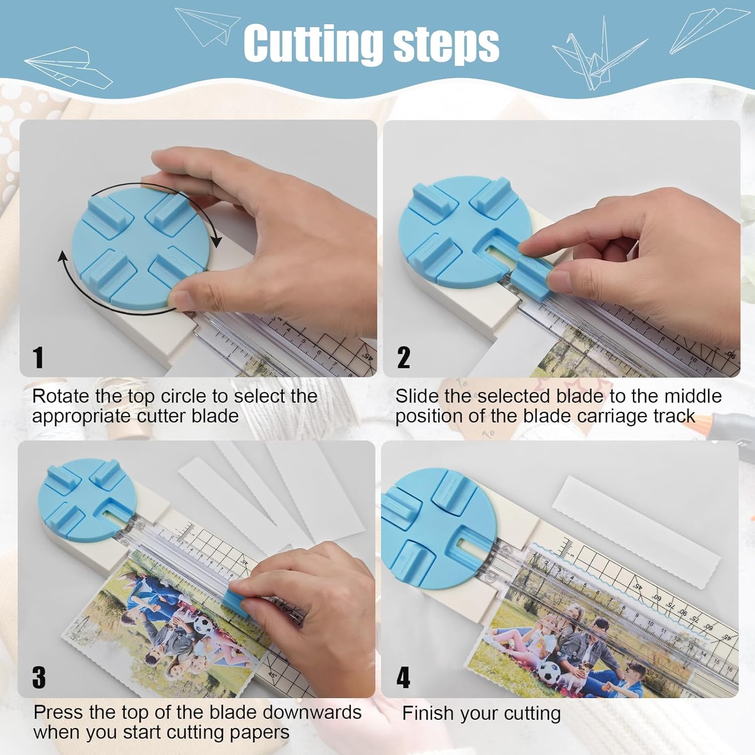 Cortador de papel, cortador de papel artesanal de 4 estilos, herramienta multifunción para cortar papel, fotos, álbumes de recortes, postales