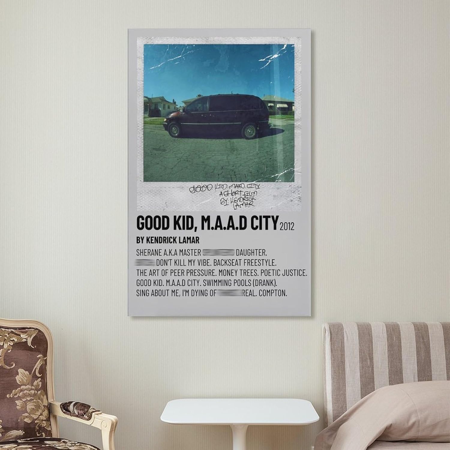 ARSHUN Póster de álbum de música Kendrick Lamar Good Kid MAAD City HD, impresiones en lienzo para pared, decoración estética de habitación, 12 x 18