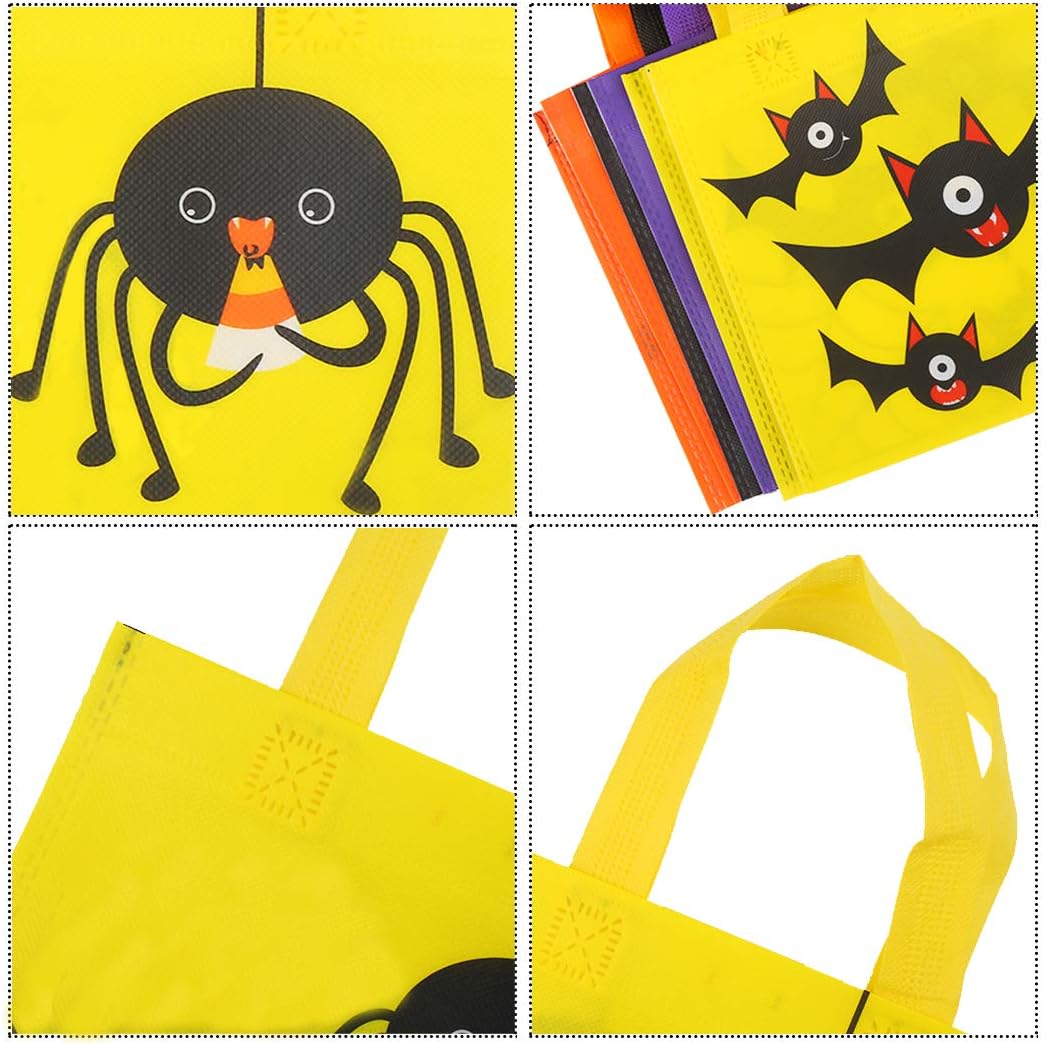 CCINEE 24 bolsas de Halloween no tejidas para golosinas, 8 bonitos patrones de Halloween, bolsas de fiesta con asas para niños, suministros de