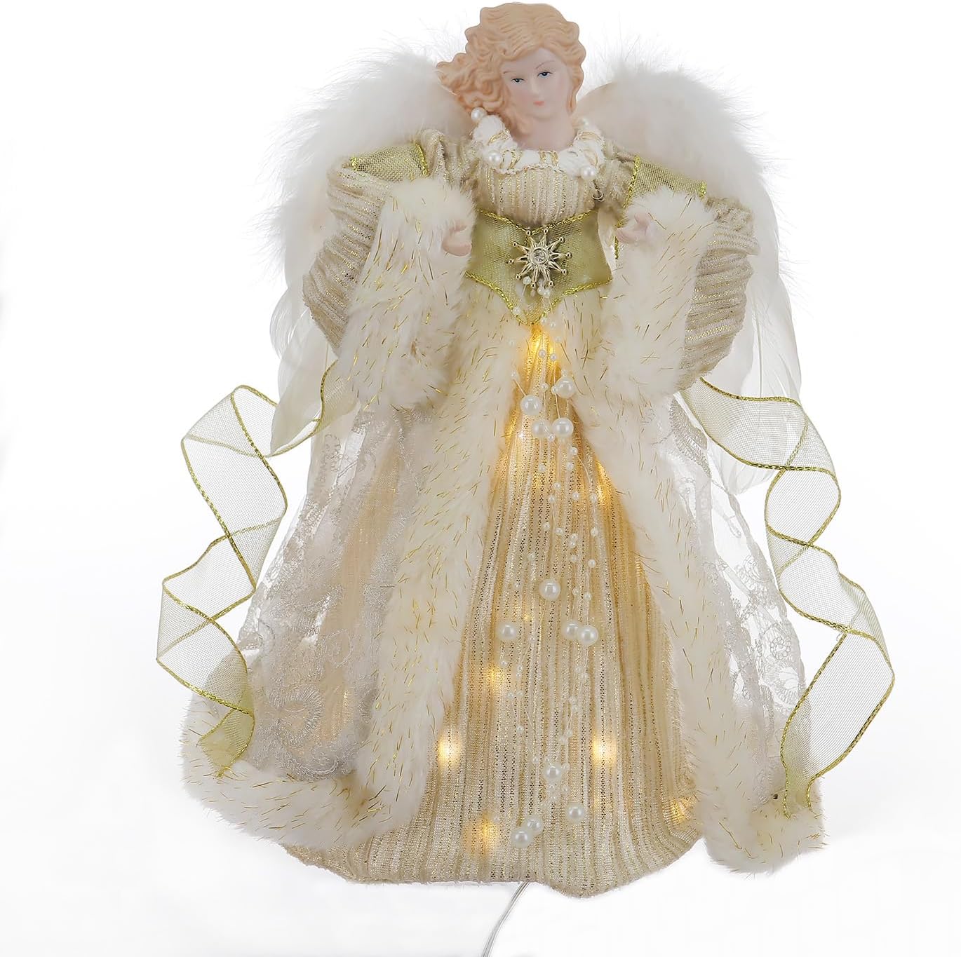 Decoración para árbol de Navidad, ángeles, árbol de ángel de 12 pulgadas para adornos navideños o decoración del hogar