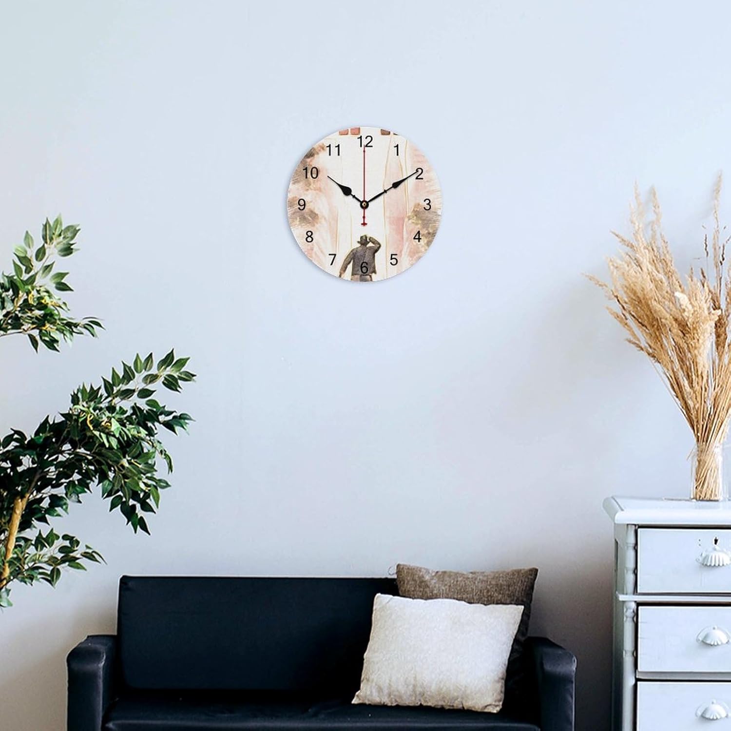 Indiana-Jones 5 bocetos y dibujos a lápiz de colores ERICC reloj de pared silencioso funciona con pilas, moderno reloj de pared redondo de estilo