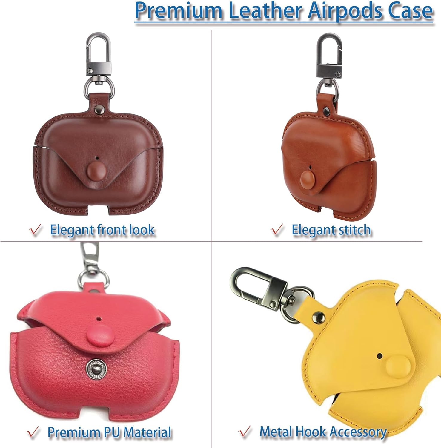AirPods 3 Funda de cuero para Apple AirPods de 3 generación de moda, funda negra con cierre a presión, funda de carga (negro)