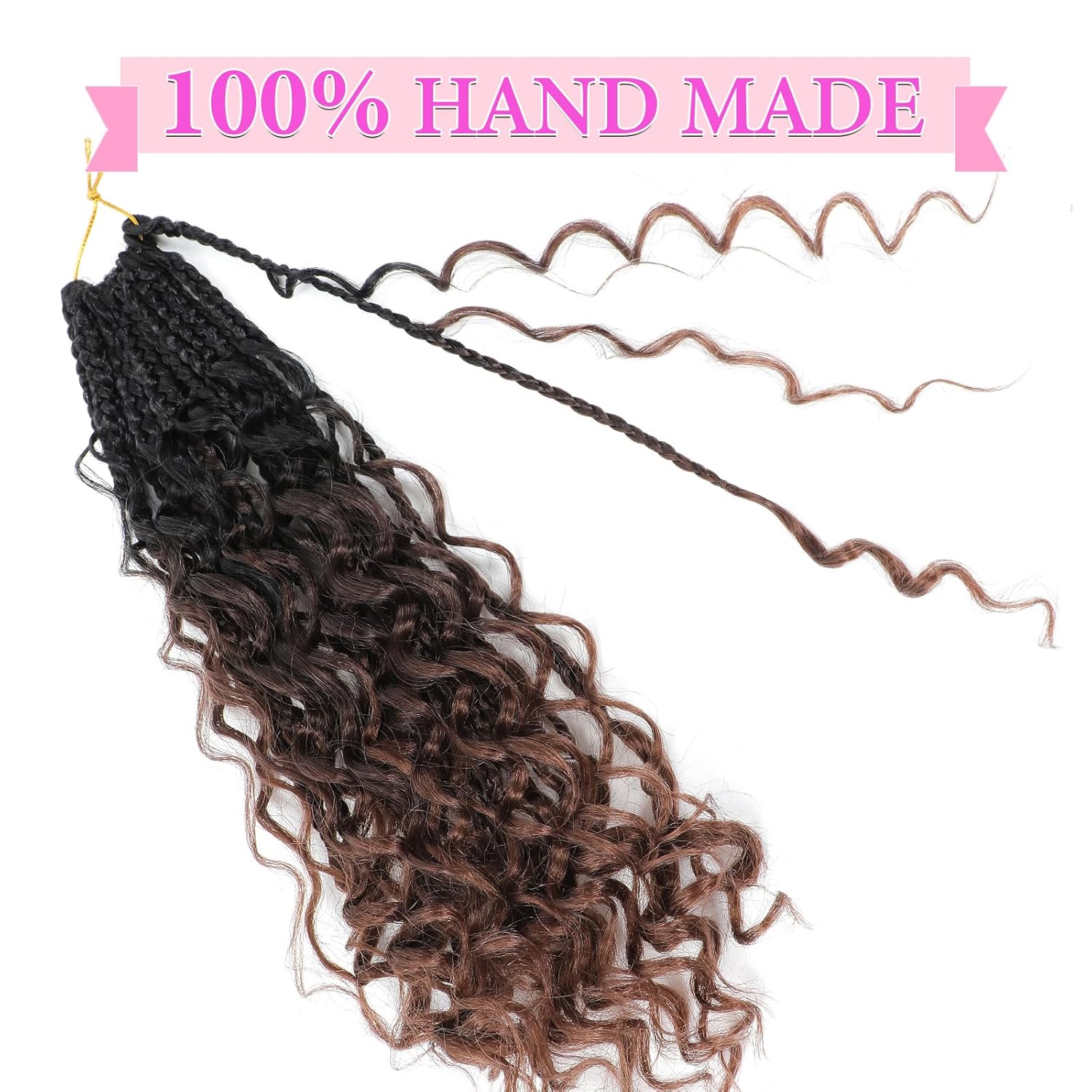 Goddess Box – Trenzas de ganchillo de 12 pulgadas, paquete de 9 paquetes de trenzas bohemias de ganchillo con extremos rizados, trenzas de caja para