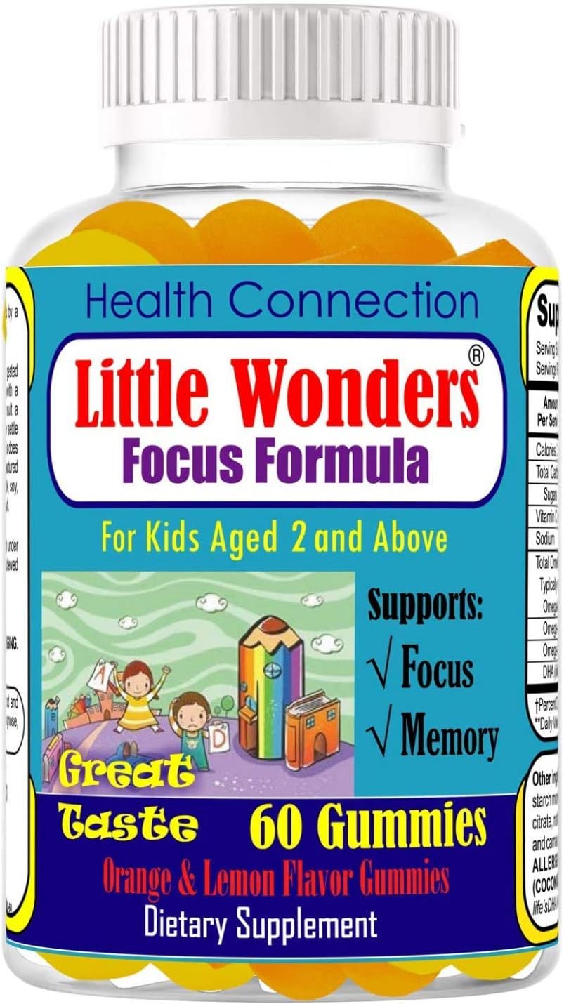 Little Wonders – Suplemento de refuerzo cerebral para niños, gomitas de concentración para adolescentes, concentración de apoyo, gomitas nootrópicas