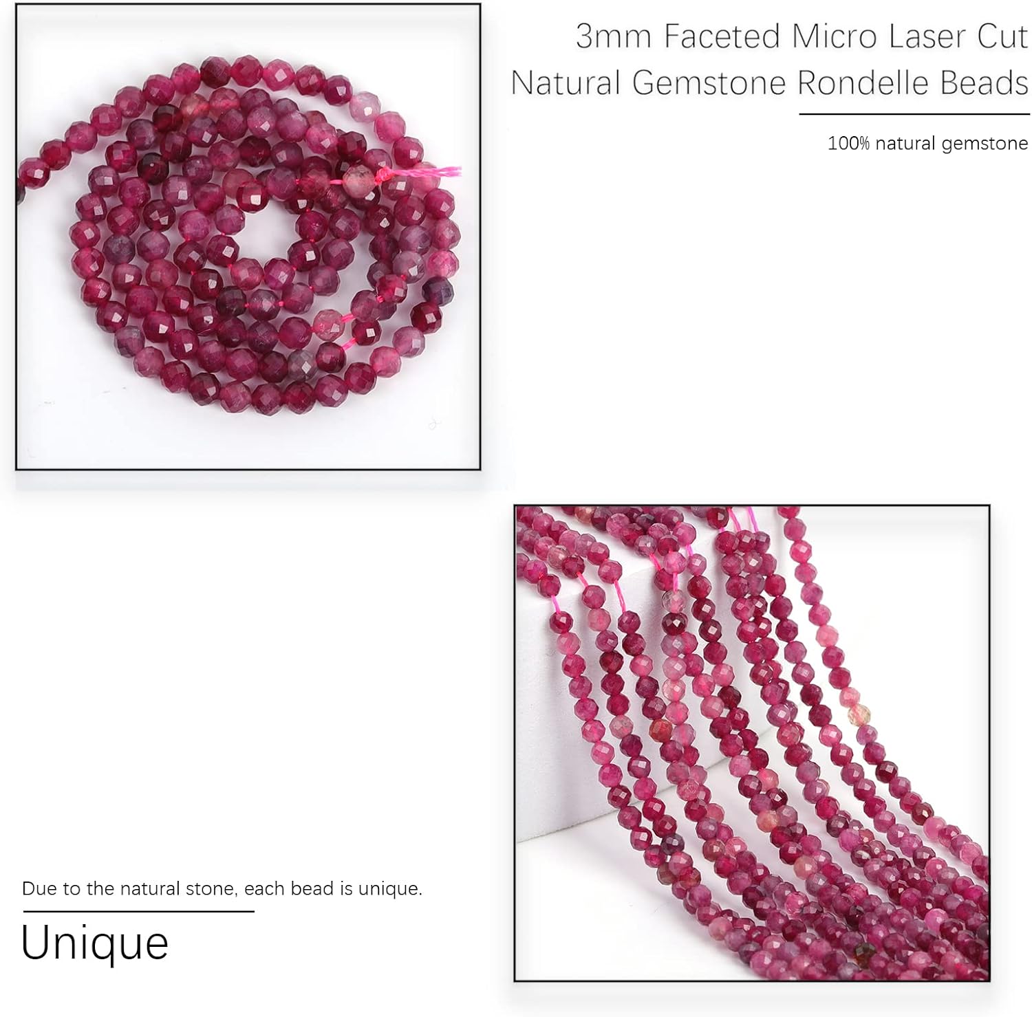Cuentas de cortina de 0.118 in facetadas con micro corte láser natural, cuentas espaciadoras redondas sueltas para hacer joyas y hacer joyas,