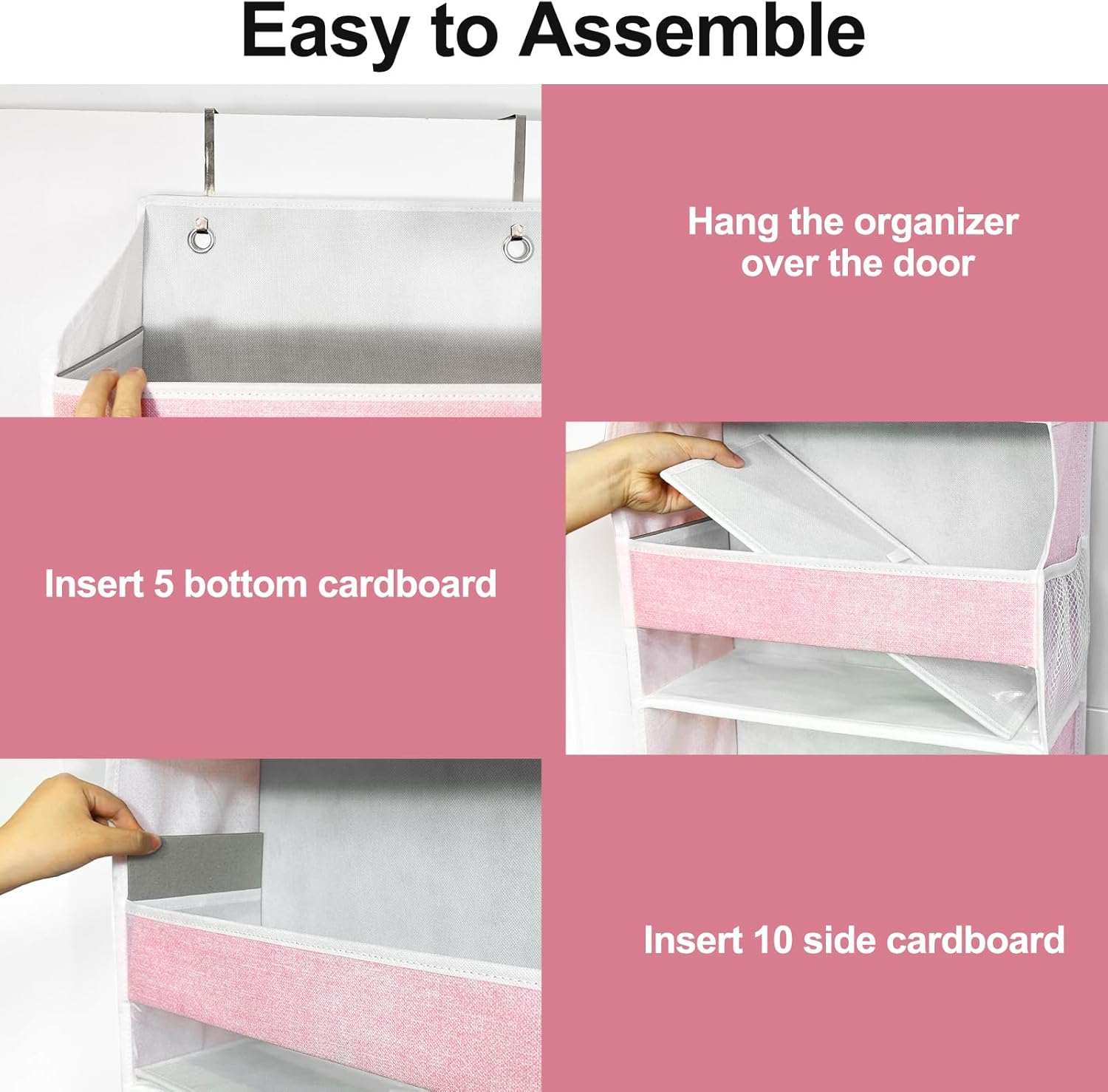 homyfort Organizador para colgar sobre la puerta con 5 bolsillos grandes, 10 bolsillos laterales de malla, 5 estantes extra grandes y resistentes,