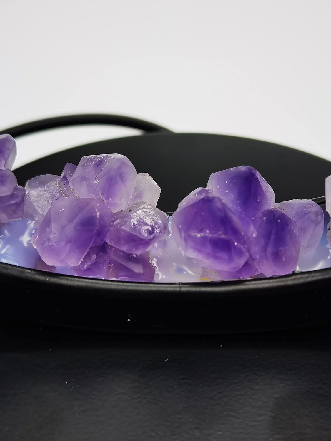 Luz nocturna de cristal natural, lámpara de noche de alimentación USB para dormitorio, sala de estar, protección ocular de luz suave (amatista 01)