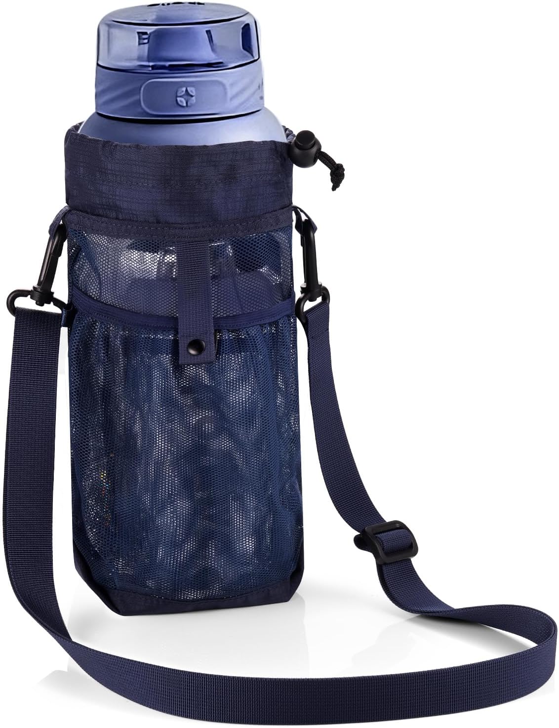 EasyAcc Upgraded Reinforced Water Bottle Holder Carrier Strap, for 12-60oz Bottle, with Adjustable Shoulder, Double Front Pocket, Bottle Bag for
