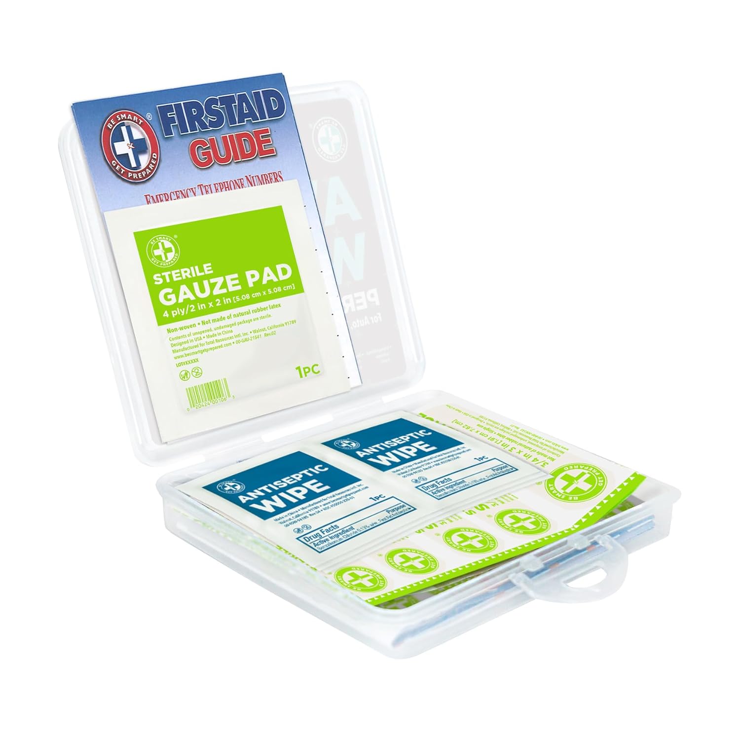 Be Smart Get Prepared – Kit de primeros auxilios para automóviles, suministros de emergencia médica equipado con curitasalmohadillas de