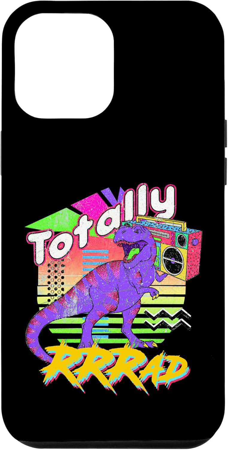 Funda para iPhone 14 Pro Max Totally Rad Dinosaur Rocking Cassette Rock n Roll Music Case